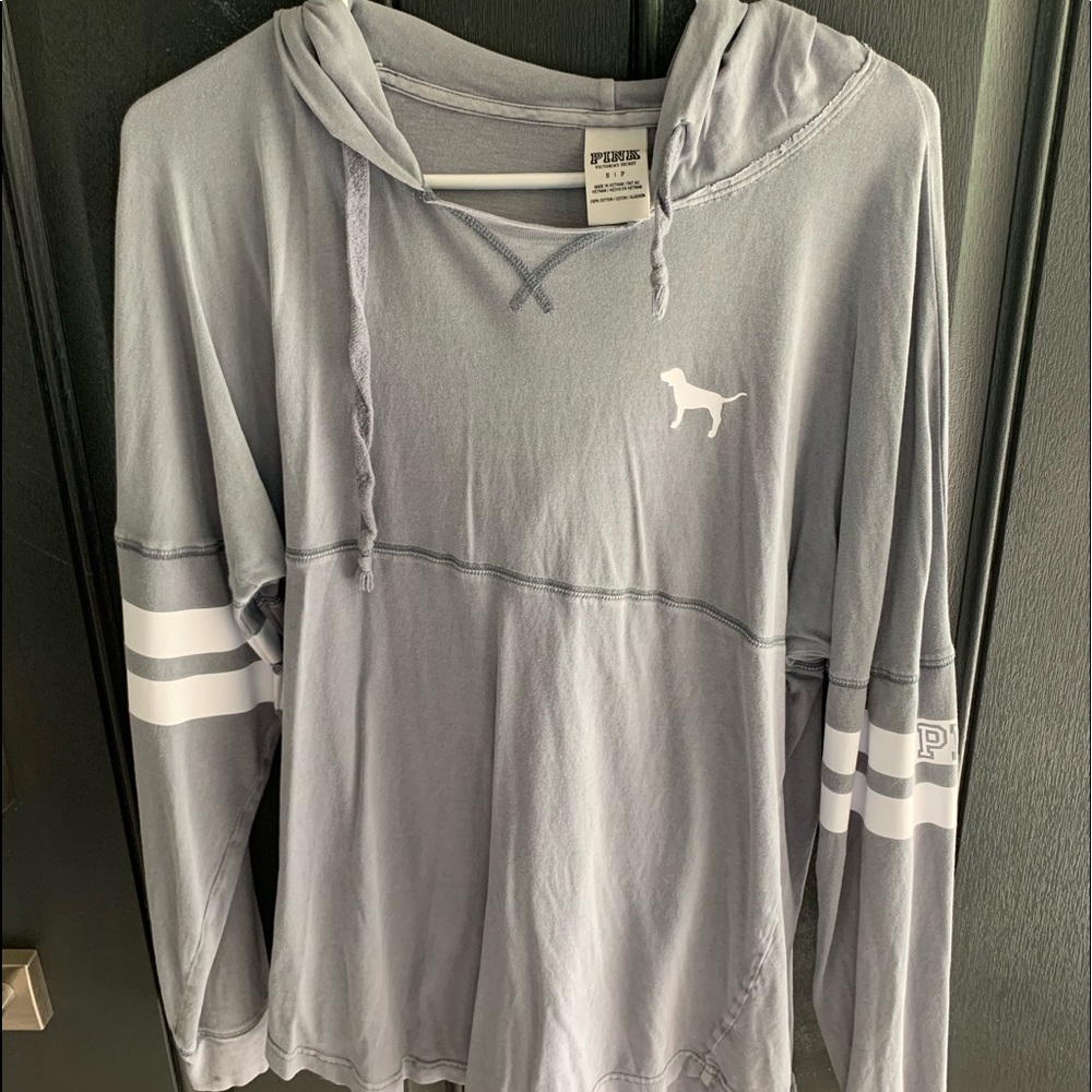 PINK long sleeve tee with a hood